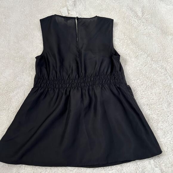 Old Navy Sz S 100% Silk Black Y2k Going Out Top Peplum Preppy Grunge Whimsigoth - Picture 2 of 6